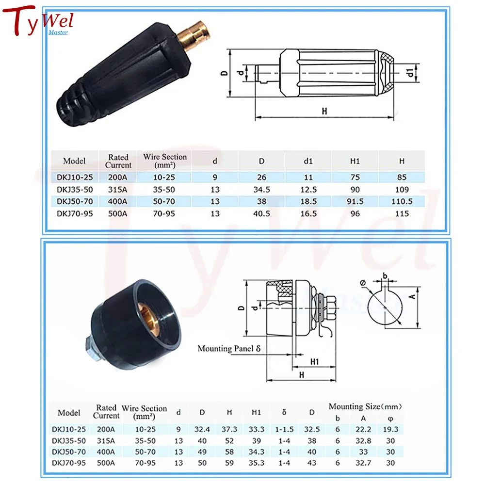 Imagem -04 - Conector Rápido do Cabo da Máquina de Solda Fêmea e Macho Mãe e Pai Soquete Conexão Rápida para Soldador Dkj1025 Dkj3550