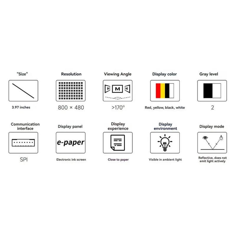 Efficient E-Paper Screen For Raspberry Pi Arduino Jetson STM32 ESP32 3.97 Inch E-Ink Display Module 800X480 Red Yellow Black Whi