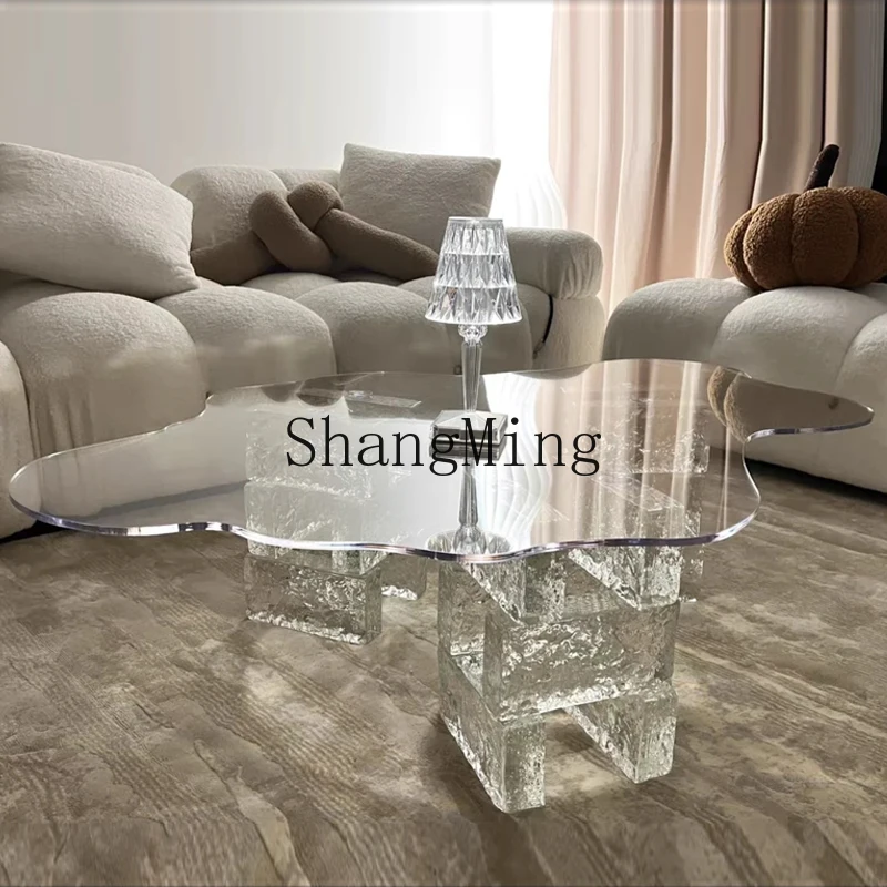 

LXY high-end light luxury small apartment acrylic cloud coffee table creative glass transparent living room small table