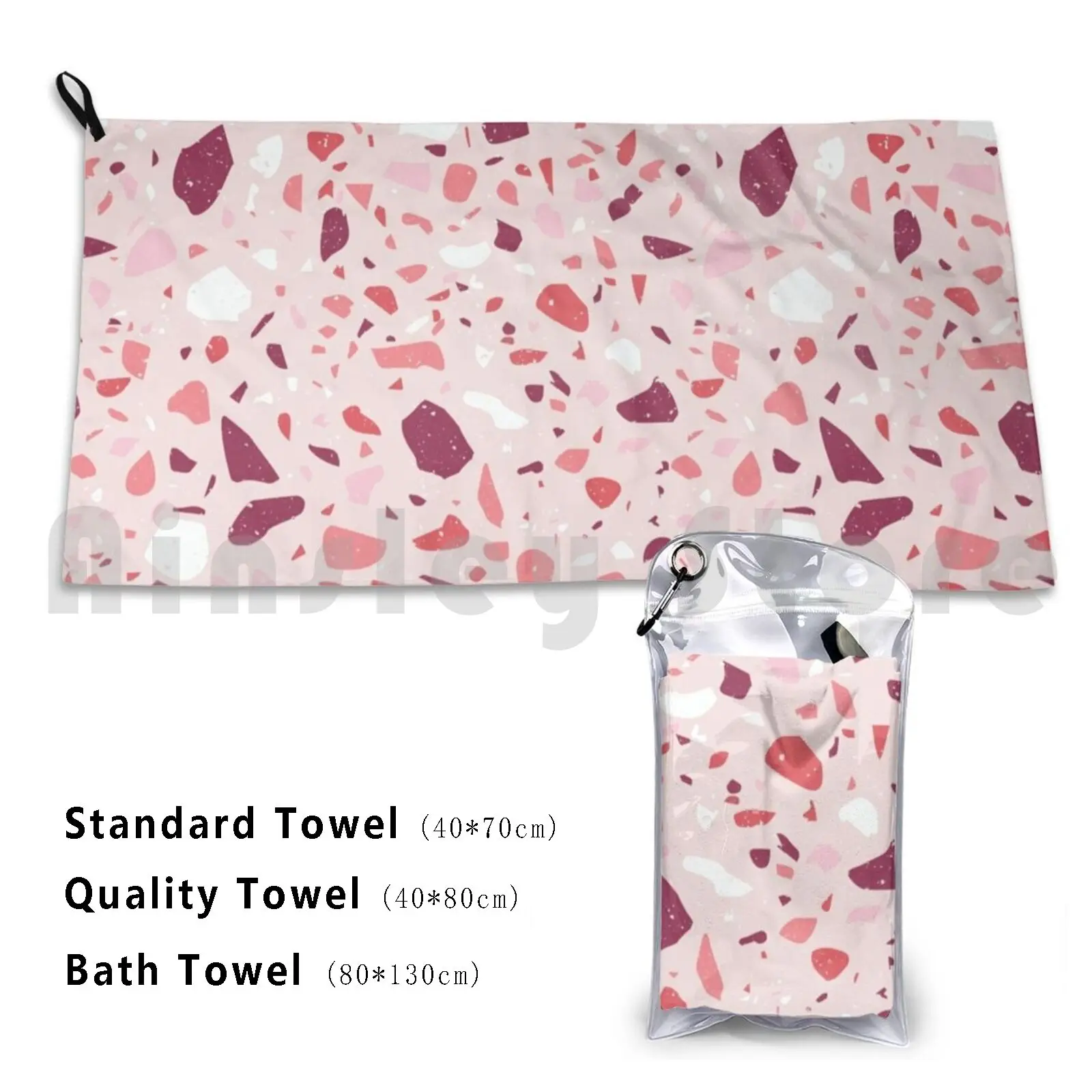 Towel Terrazzo Pattern In Shades Of Pink 946 Pink White Pink Magenta Coral Fuchsia