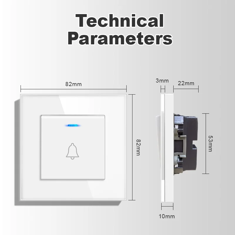 NOVSKI Office Hotel Door Bell Panel Wired Doorbell Din Don Hardware 110-250v Home Doorbells Resent Switch Fluorescent 82*82 mm