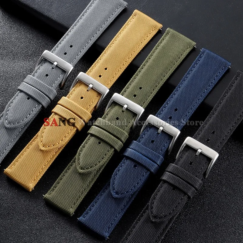 20mm 22mm Zweiseitiges Segeltuch-Armband Wasserdichtes Nylon Schnellverschluss-Armband Echtes Segeltuch-Uhrenarmband Premium Sport-Handgelenksband