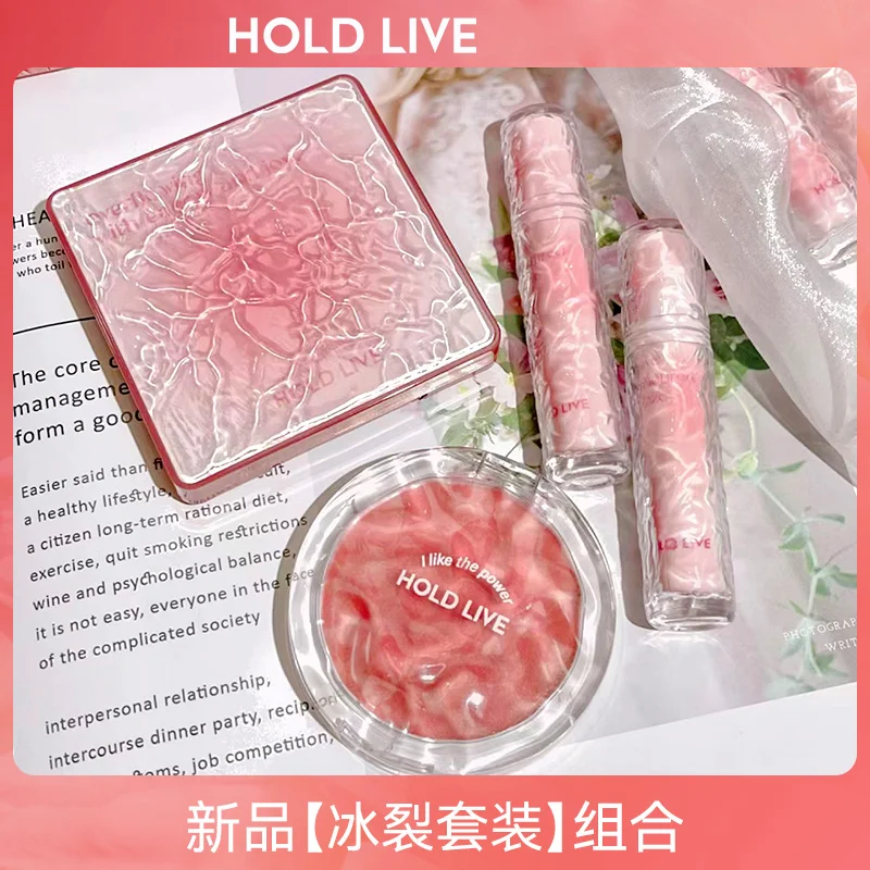 HOLD LIVE Eyeshadow Blush Lip Glaze Set Gift Box Matte Blue Green Eye Shadow Palette Makeup Kit