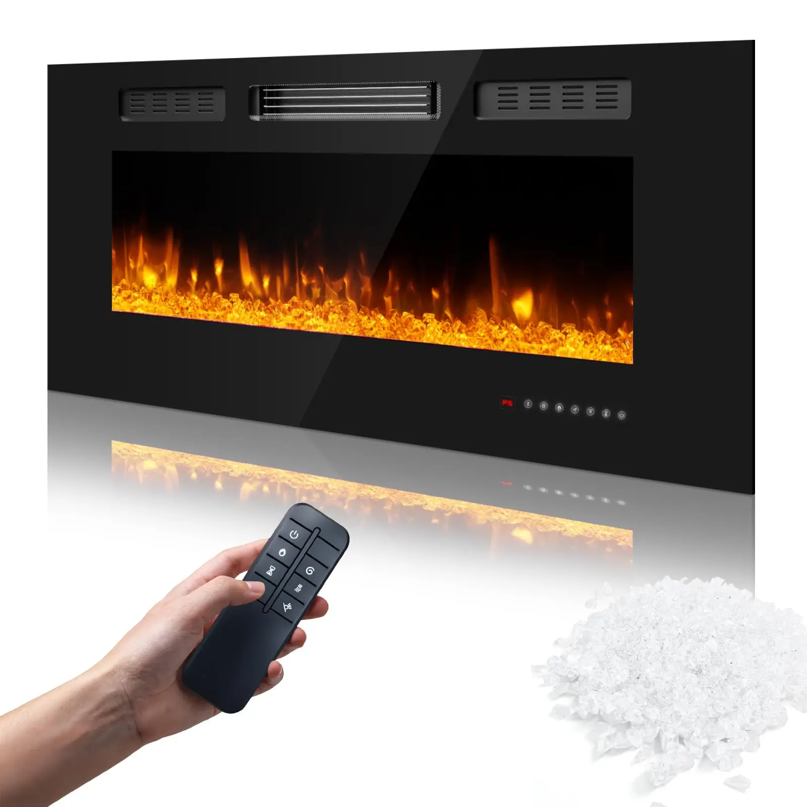 42 Inch Electric Fireplace Insert, Electric Fireplace Wall Mounted with Remote & Timer, Low Noise Heater Fireplaces for