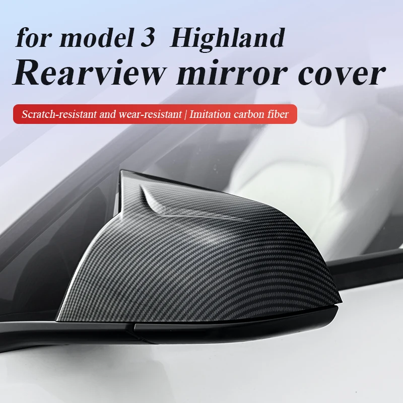 

for tesla model 3 highland 2024 ABS Rearview mirror cover Imitation carbon fiber Black Side Mirror cover Accessories