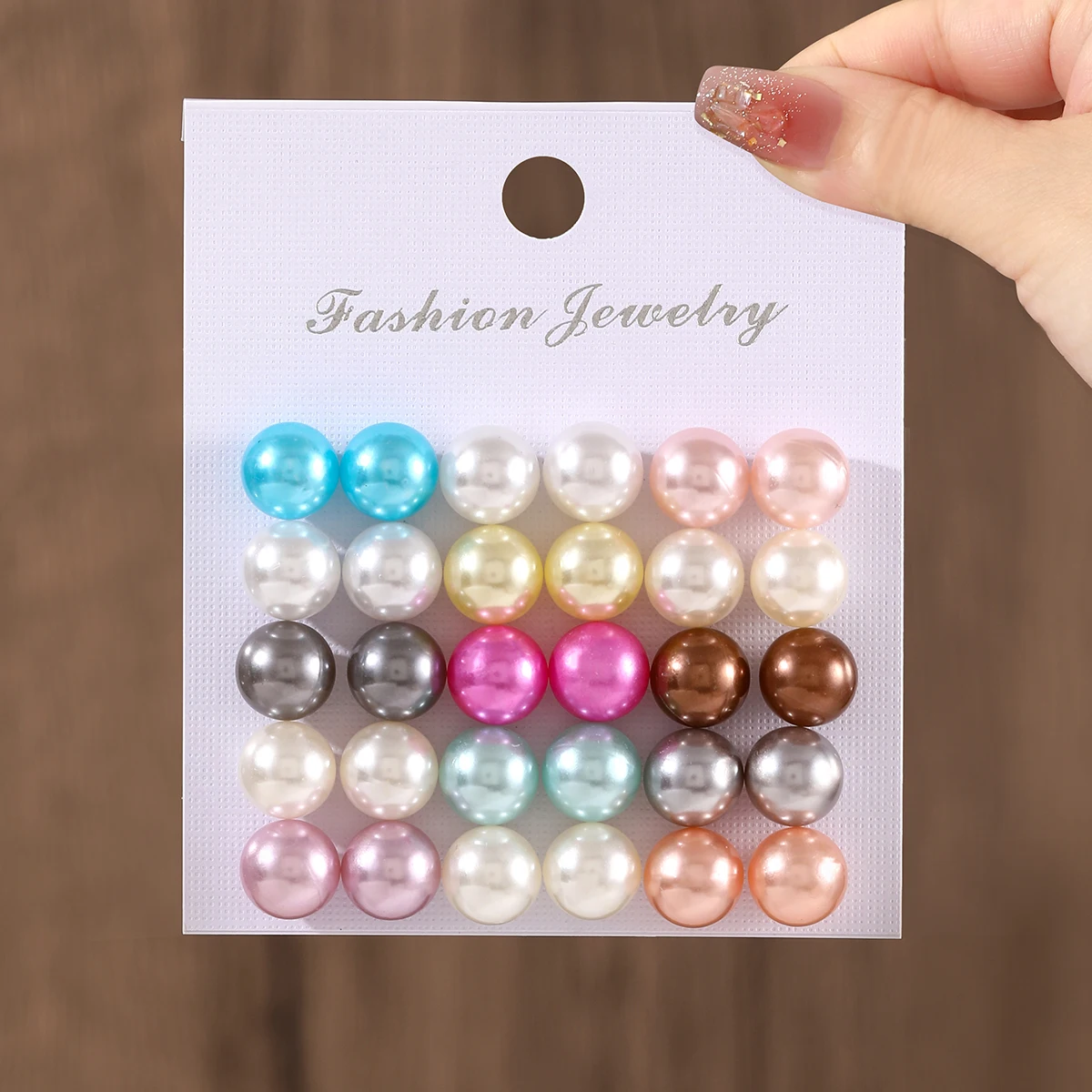 Elegant Colored Imitation Pearl Stud Earrings Simple Ball Bead Earring Set Women\'s Charm Party Wedding Bride Jewelry Gift