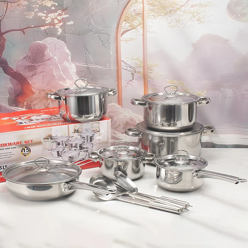 Stainless Steel Cookware Set, Kitchen Pots & Pans with Glass Lids, Induction Compatible