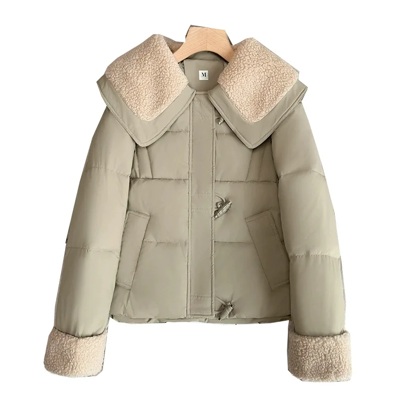 2025 mode winter parka dames korte katoenen gewatteerde jas dikker warme jas vrouwelijke grote kraag casual losse bovenkleding