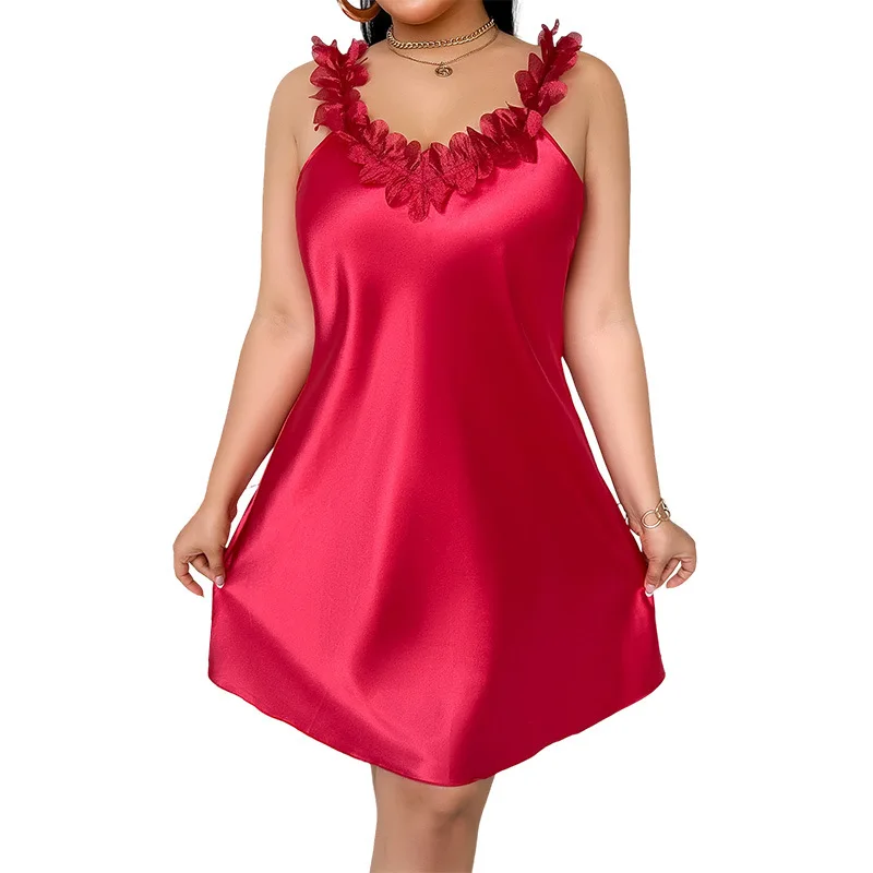 

Women's Sleep Lounge Nightgowns Sleepshirts Summer Thin Silk Camisole Spaghetti Strap Dress Sexy Back Design High-end Faux Silk