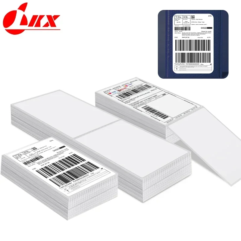 LKX 4x6 inch Shipping Label Sticker Paper Thermal Printer Sticker Logistic Express Barcode QR Code Fanfold Labels & Holder Stand