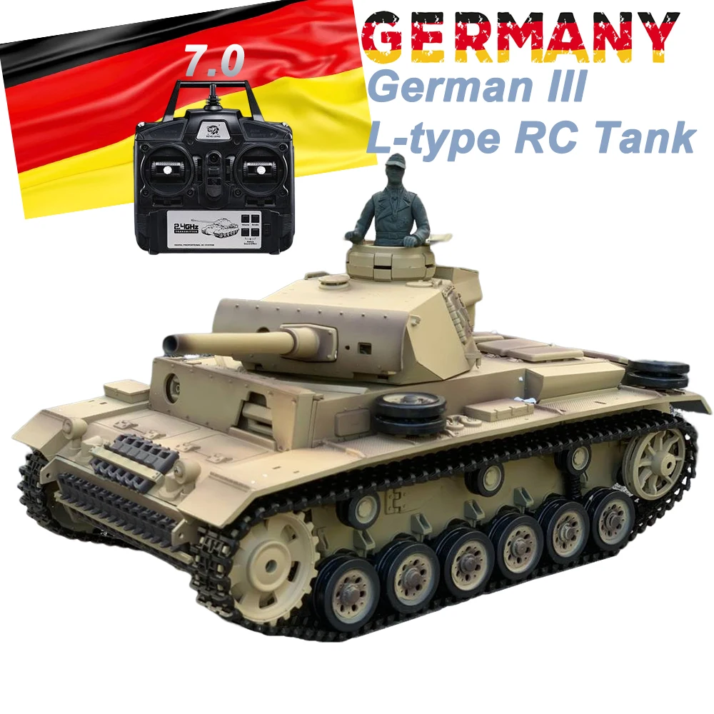 

3848 Remote Control Tank German III L-type TK7.0 Airsoft BB Shooting 1/16 Scale RC Military Vehicle Truck Collection Model