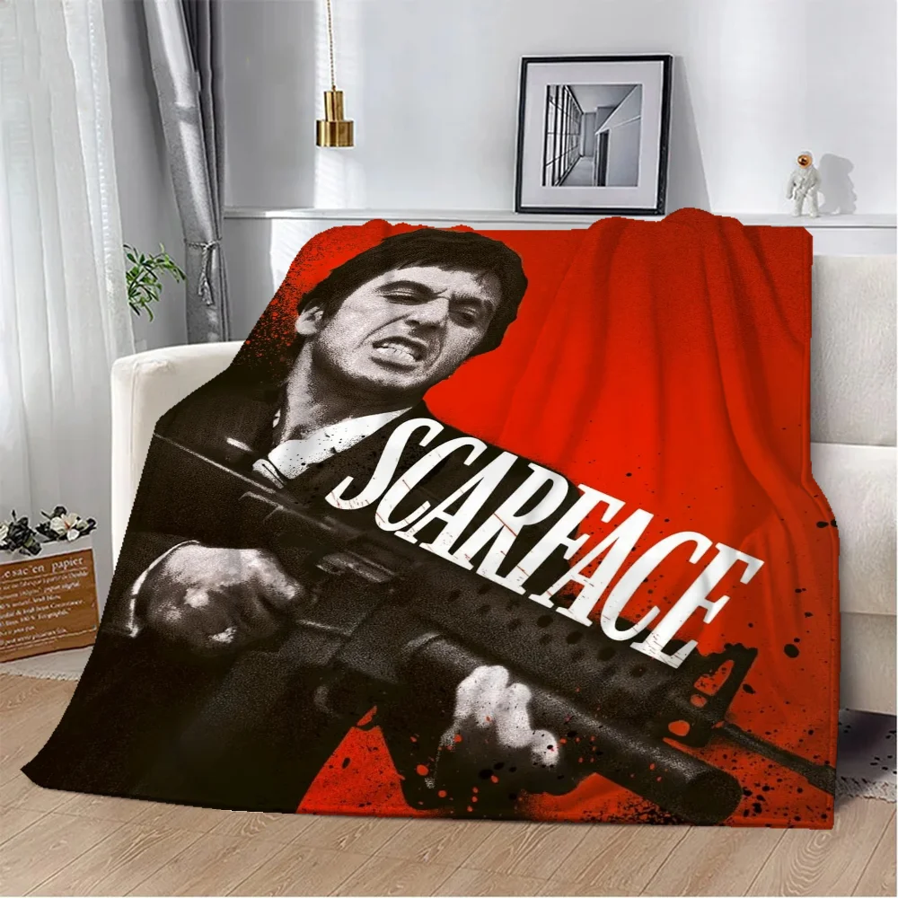 3D Movie Scarface Knee Blanket Throw Bed Blankets & Throws Microfiber Bedding Interior for Home Fluffy Plaid Beach Towel Soft &