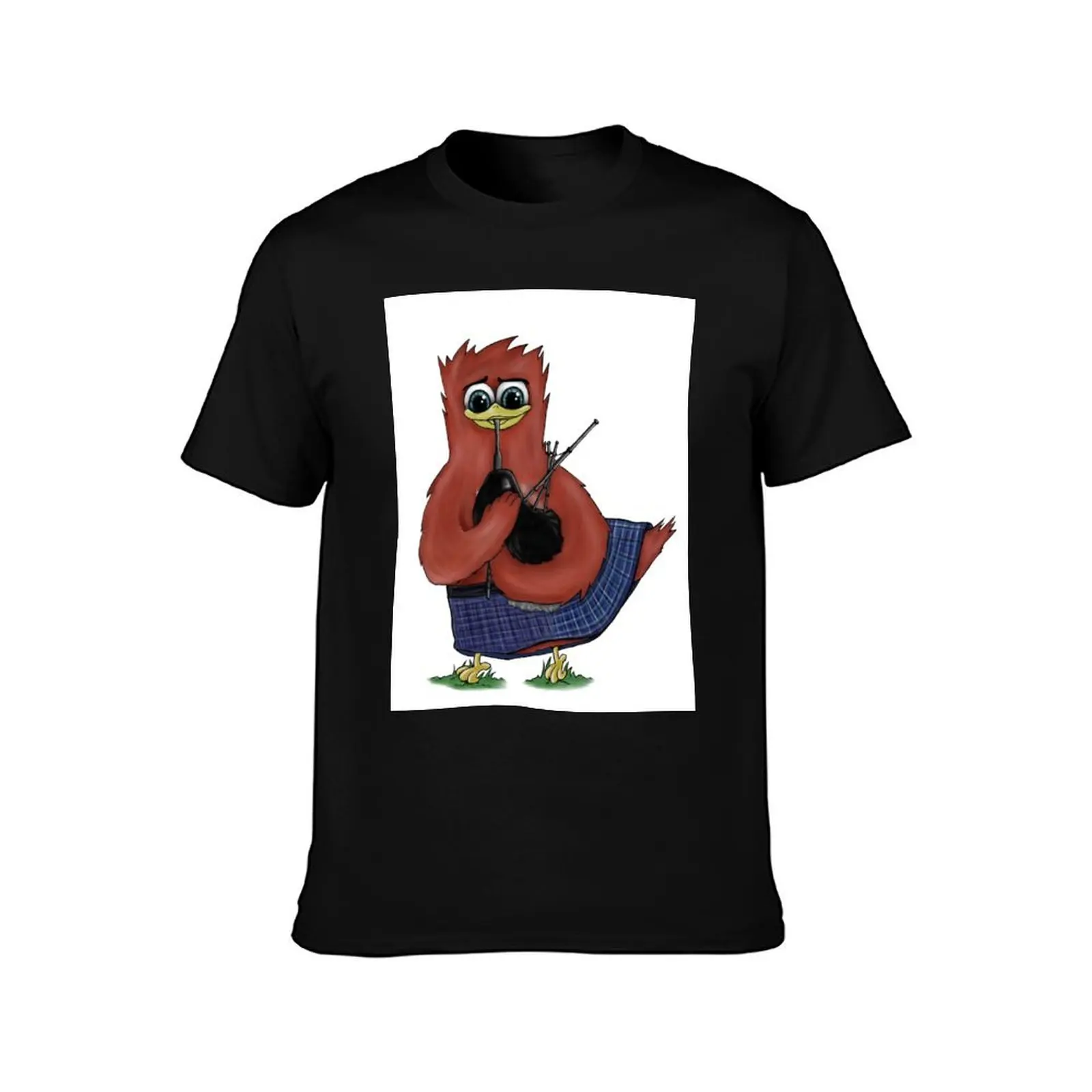 Bird playing bagpipes T-Shirt No Iron Casual Short Sleeve Top T-Shirt