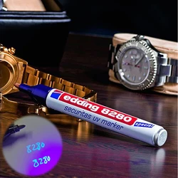 Edding-rotulador UV Pro 8280, bolígrafo Invisible aceitoso de 1mm, marcadores Uv de seguridad permanente, Resaltadores para Detective/juego/tarjeta