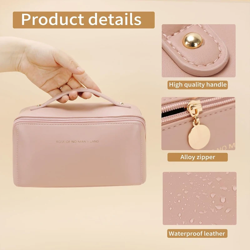 Borsa per il trucco del cuscino in pelle PU borsa per il trucco da donna portatile in stile Ins borsa per articoli da toeletta da viaggio borsa per