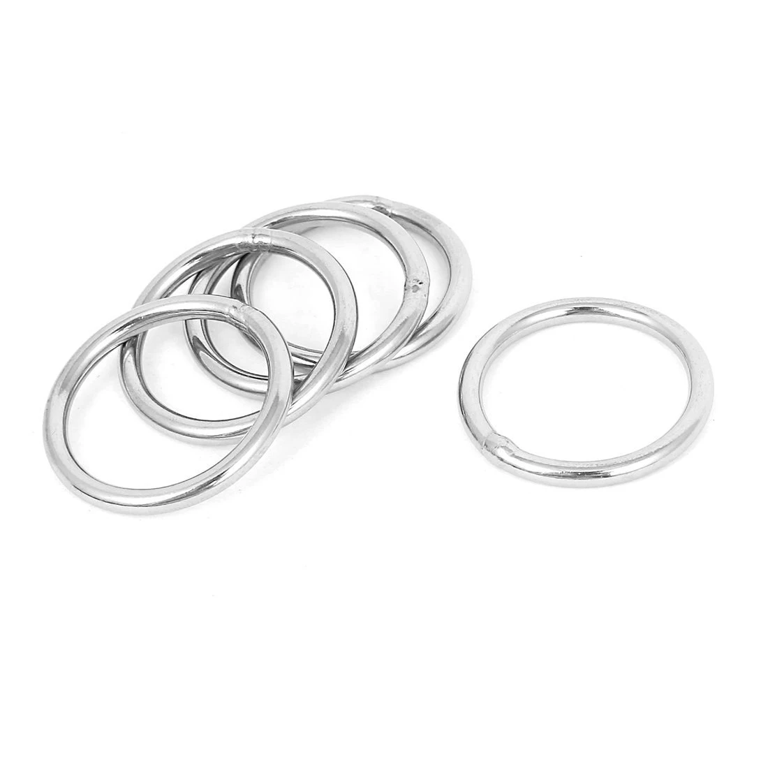 30mm x 3mm Stainless Steel Webbing Strapping Welded O Rings 5 Pcs