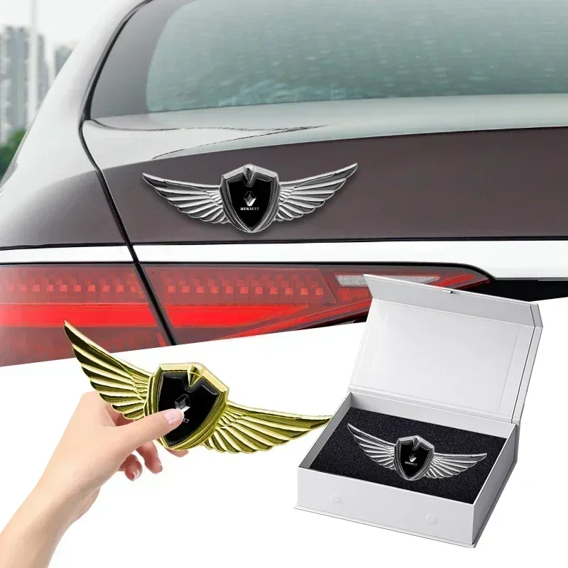 

1PCS New Car Badge Metal Wings Body Decoration Sticker For Renault Clio Koleos Megane 2 Espace QM6 Kadjar Captur Scenic Laguna