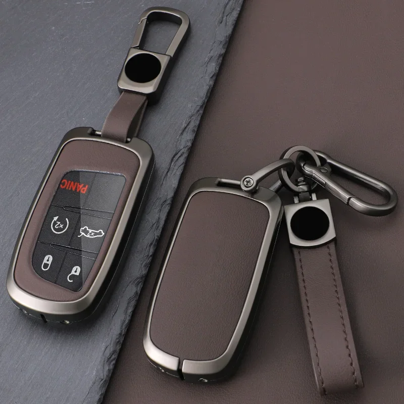 

Car Zinc Alloy Leather Key Cases Holder Cover Bag For Jeep Grand Cherokee Compass Patriot Renegade For Dodge Challenger Journey