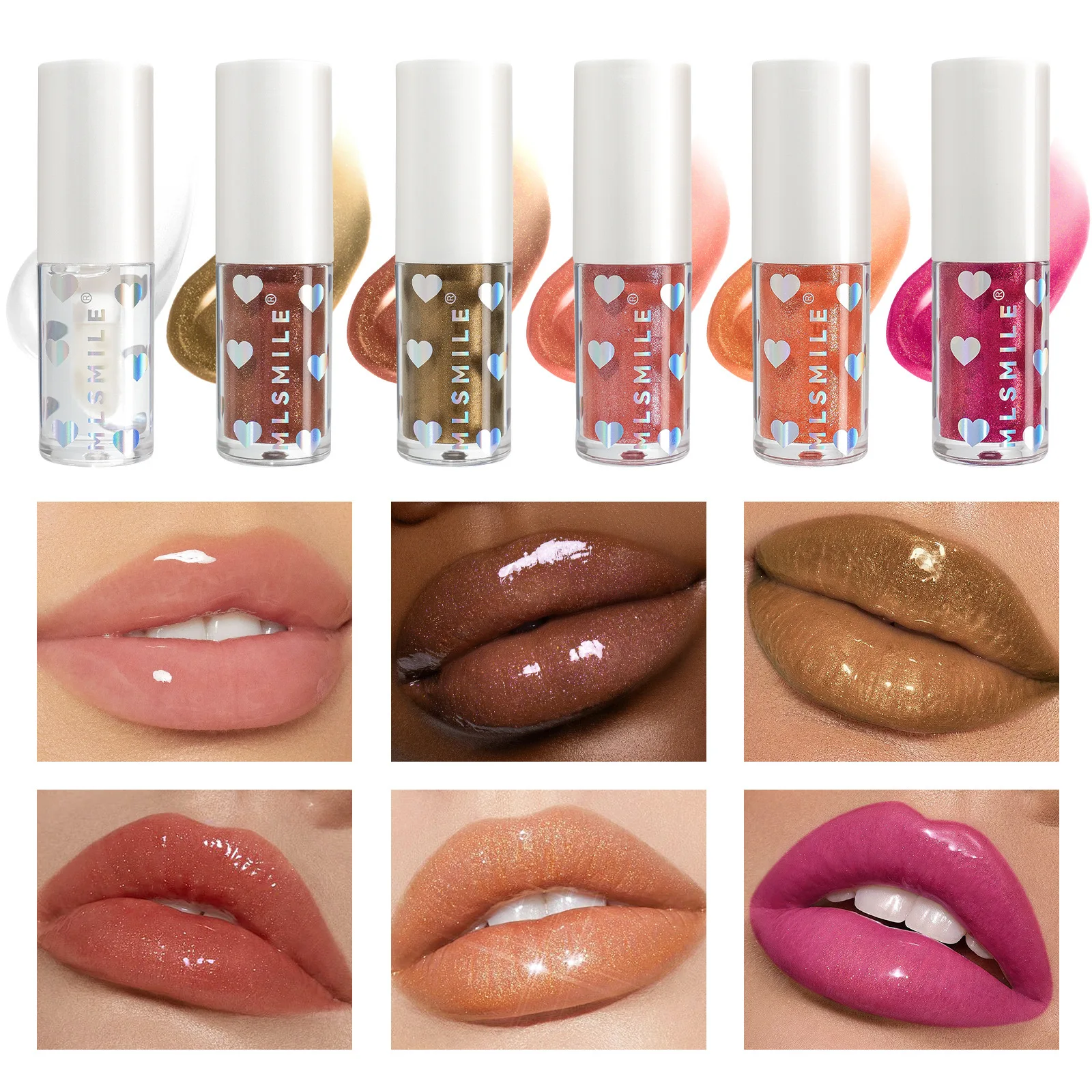 6-Farben-Perlglanz-Lipgloss, langanhaltend, feuchtigkeitsspendend, einfach zu färbender flüssiger Lippenstift, feuchtigkeitsspendende Lippenglasur-Kosmetik