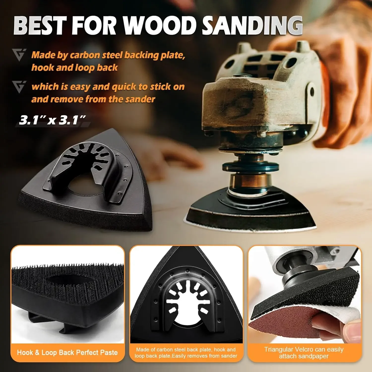 204/136/105/104Pcs Oscillating Tool Detail Sanding Pad Kit  Finger Sanding Pad and Multitool Sandpaper and Triangle Sanding Pads