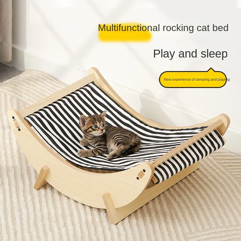 

2 in 1 Wood Pet Cat Bed Cat Hammock Cradle Sofa House Furniture Kitten Indoor Washable Removable Sleeping Bed Kitten Cat Net Fou