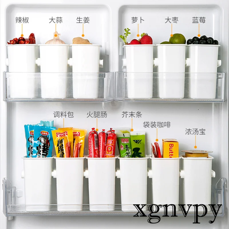 xgnvpy Refrigerator Side Door Storage Box Buckle Food Fresh Fridge Organizer Case Kitchen Tableware Drain Basket Holder Rack