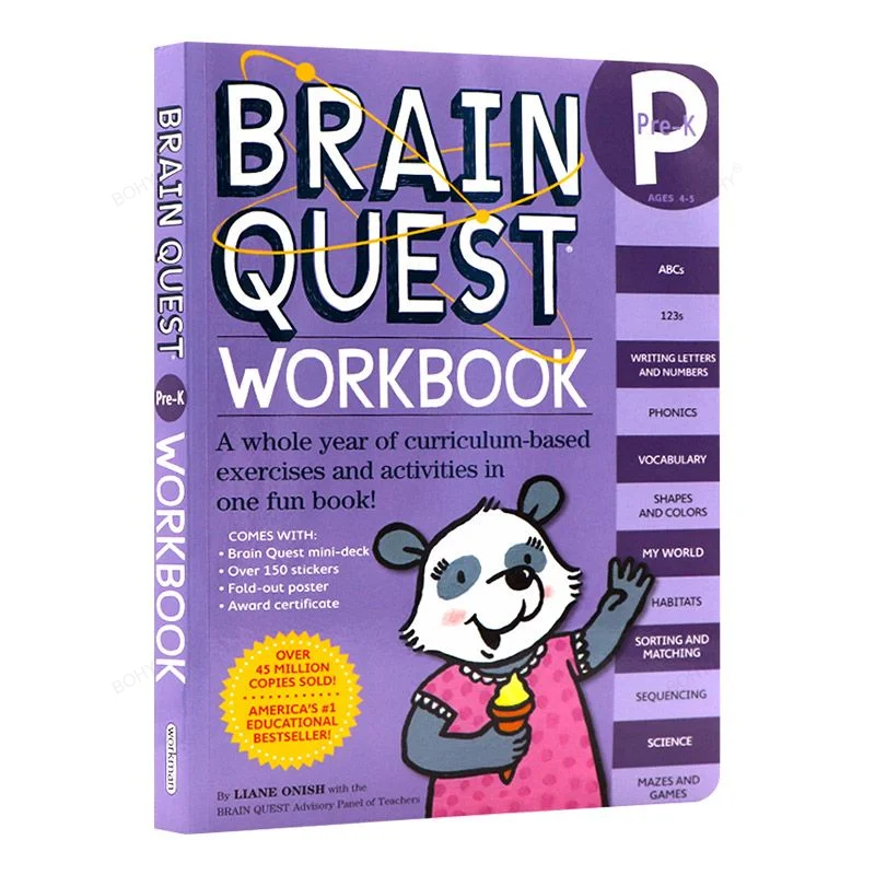 Brain Quest Workbook Pre-K American Kindergarten English Textbook Exercises Questions and Answers for Kids Age 4-5