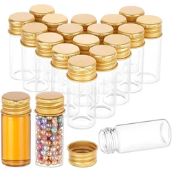 20Pcs 10ml/0.34oz Glass Sealed Bottle with Gold Screw Aluminum Cap Clear Sealed liquid Gift Container Vial for Samples Message