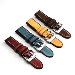 20mm 22mm 24mm Leather Watch Strap Italy Genuine Leather 4 Colors Watchband Brush Buckle Watch Band For Women Man #E