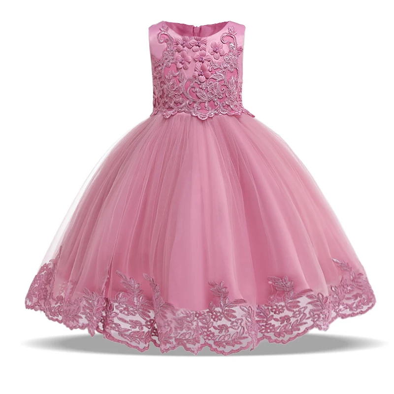 Summer Lace Bow Girls Princess Dress Fisrt Communion Children Pageant Party Dresses Evening Prom Dresses Vestidos Kids Clothes