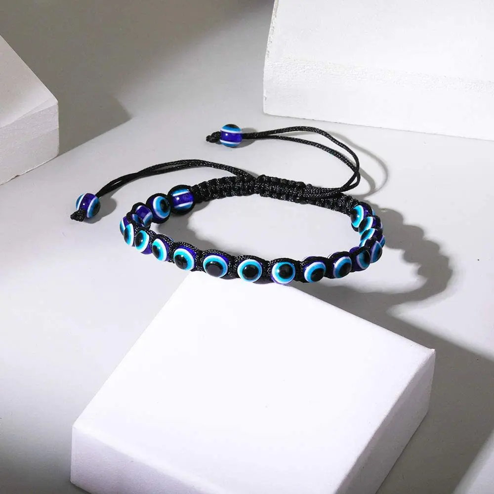 2Pcs/lot Amulet Evil Blue Eye Bracelet for Women Men Adjustable Rope Braided Bead Bracelets Couple Jewelry Friendship Gifts