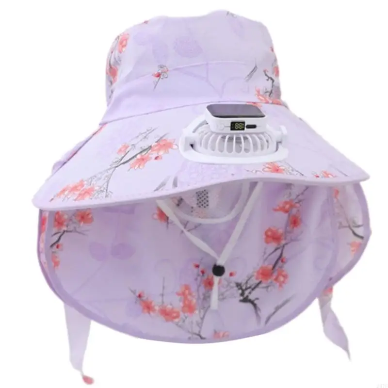 2025 NEW USB Charing Solar Power Fan Hat مع قبعة صياغة للوقاية من العنق الكبار #5