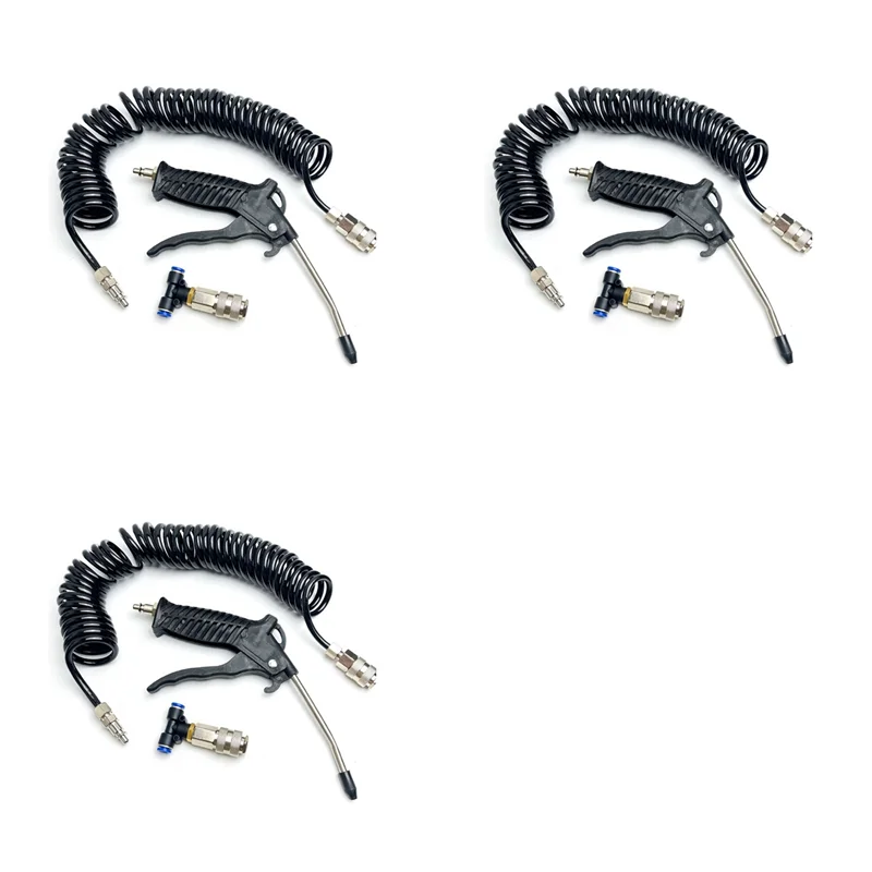 

3X набор воздушных тряпок с 5-метровым катушечным шлангом из искусственной кожи для воздушного компрессора грузовика, воздушная тряпка для удаления пыли