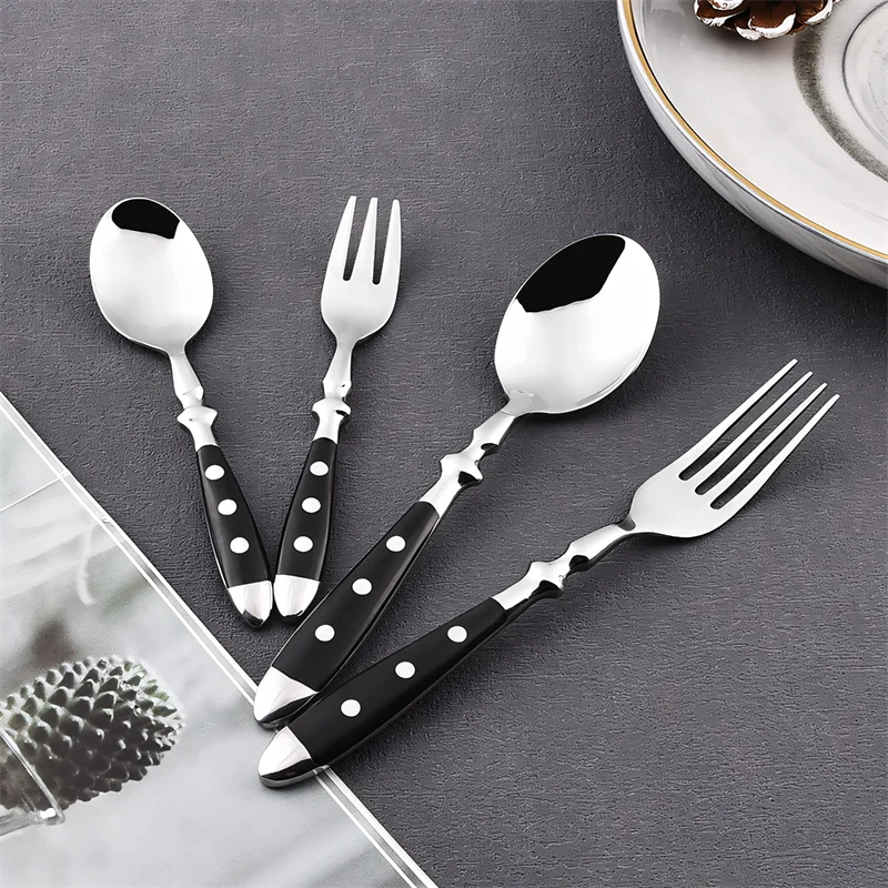 Hotel Western Cutlery Sets Stainless Steel Fork Spoon Knife Full Dish Dining Sets Tableware Pretty Wooden Handle Kitchen Utensil