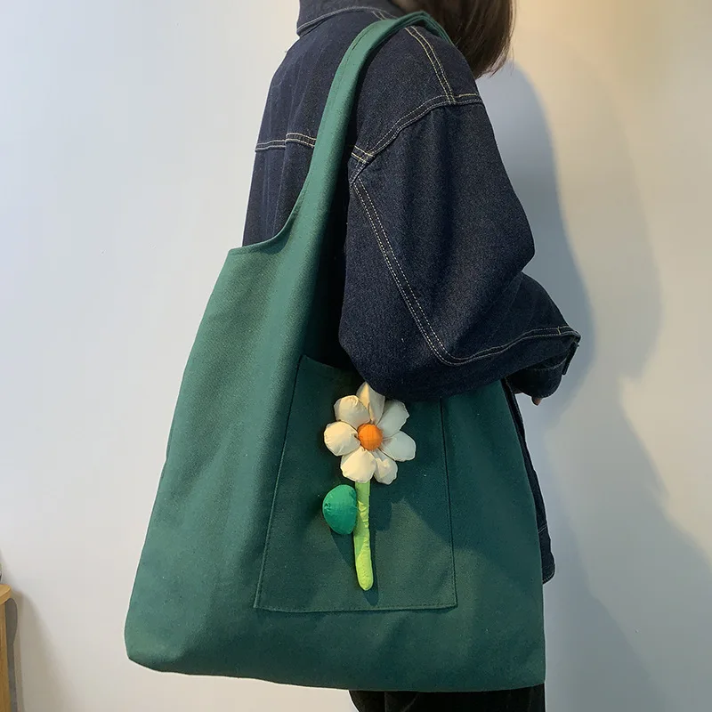 Fresh Flower Shoulder Bags Shopper Canvas Casual Large Capacity Bag