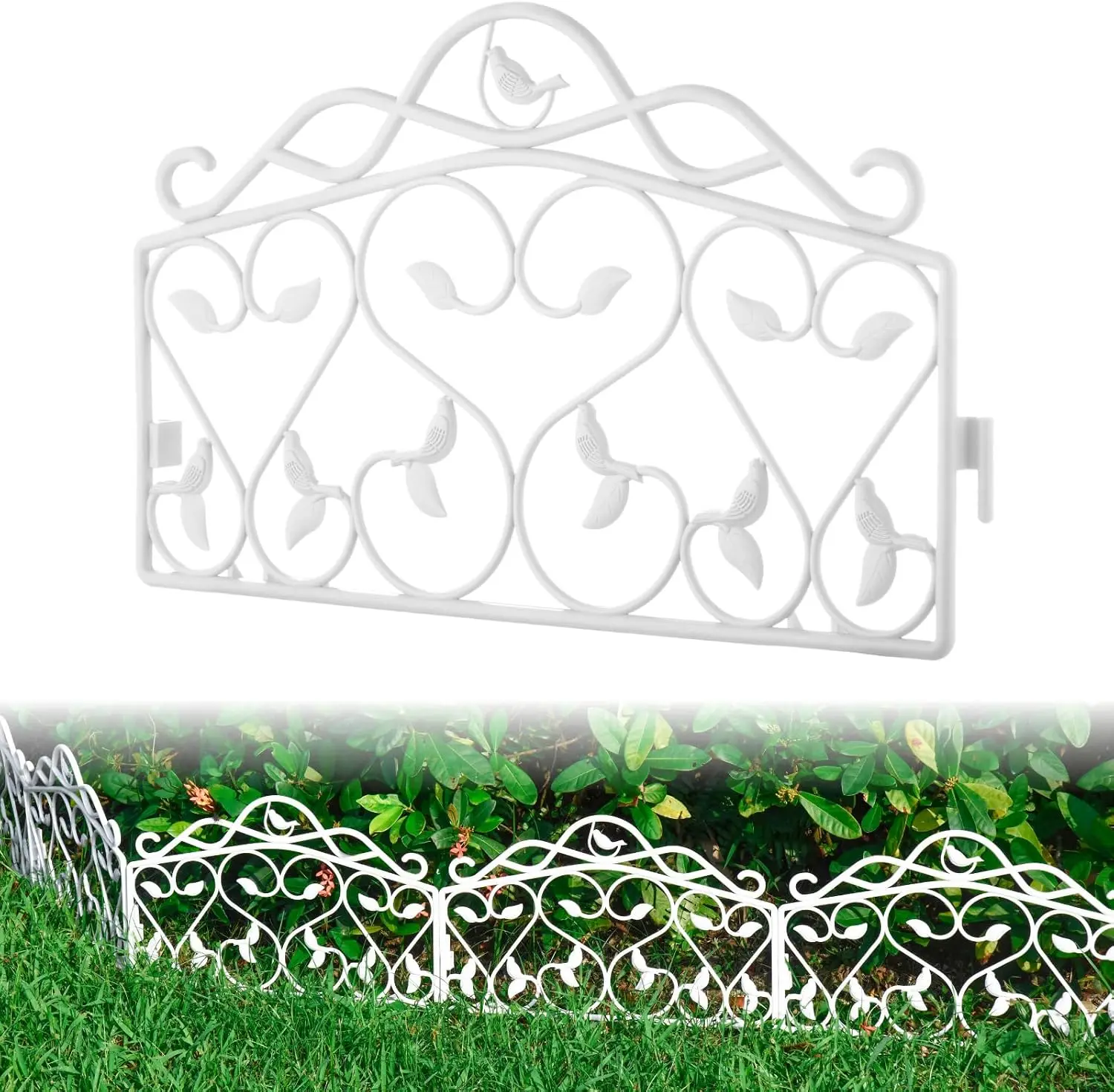 Garden Border Edging Kit Plastic Panels Leaf Bird Fence Lawn Barrier Yard Landscape