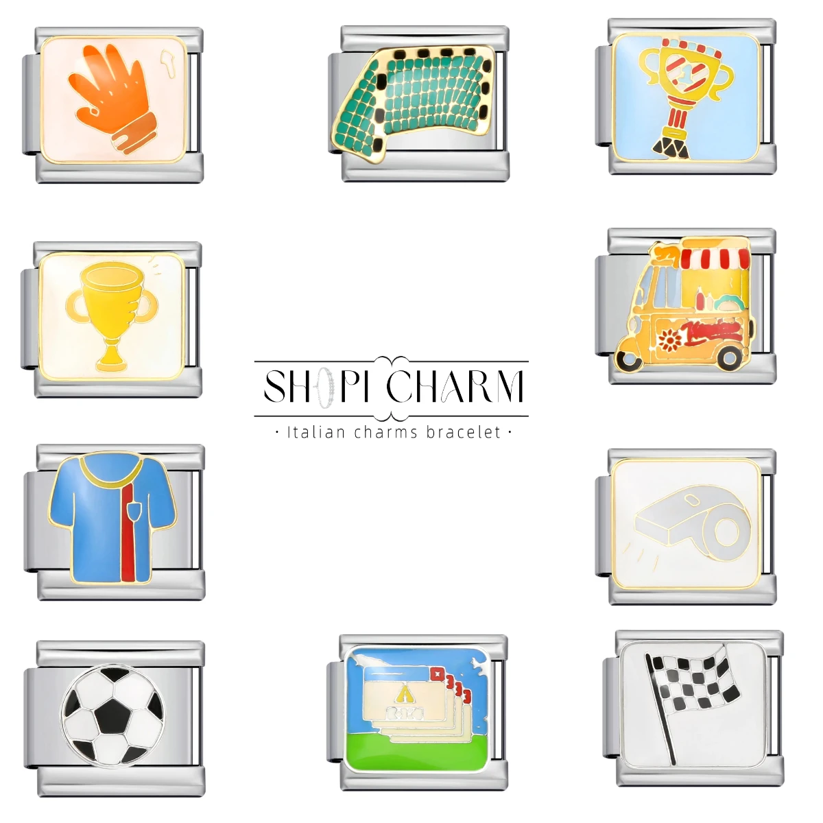 أزياء الرجال كرة القدم جيرسي الكأس صافرة ساعة توقيت الإيطالية سحر سوار الفولاذ المقاوم للصدأ صنع DIY بالجملة انخفاض الشحن