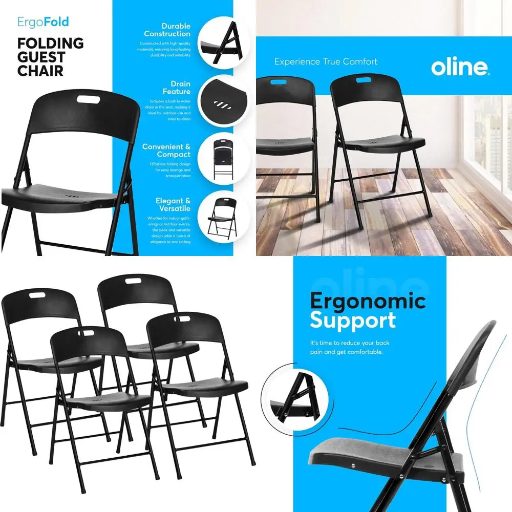 

Stackable Plastic Folding Chairs for Indoor & Outdoor Use, 350lb Weight Capacity, Ideal for Events, Offices, Weddings, Parties,