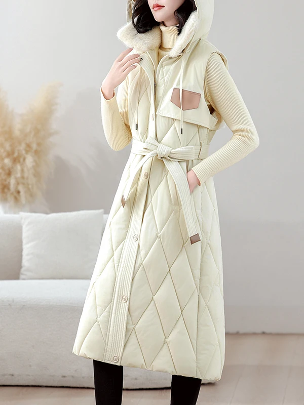 plus Size Cotton Jacket 2026 Mid-Length Hooded Fur Collar High-End Vest Knee-Length Large Size Fat MM Elegance Shoulder Cotto...