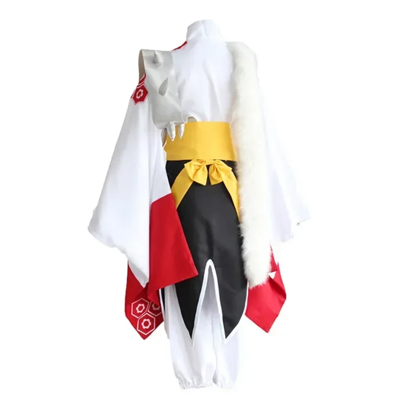 

EE01 Аниме InuYasha Sesshomaru Косплей Костюм Ухо Серебряный Парик Японское Кимоно Для Женщин Мужчин И Взрослых Костюм Хэллоуин Pa&0Ww