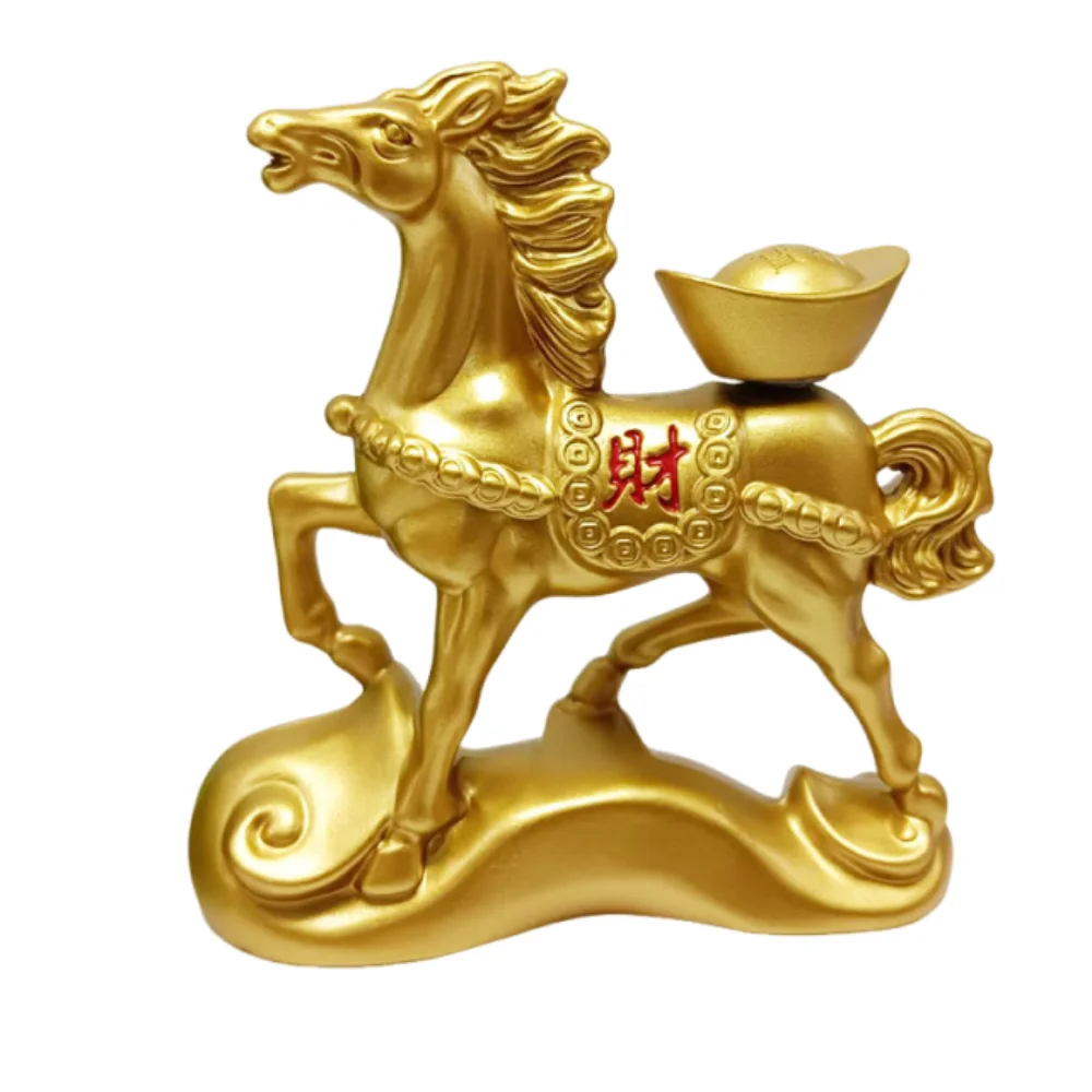 

Chinese Style Rotating Ingots Horse Statue Gold Realistic Zodiac Horse Figurines Portable Good Luck Retro Pony Sculpture