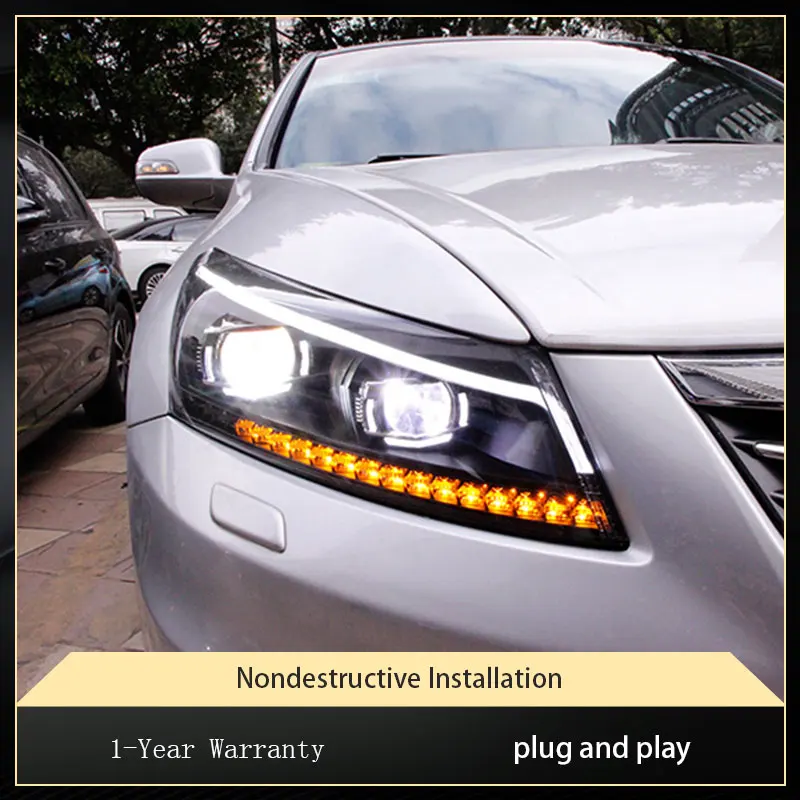 Car Styling Headlights For Honda Accord G8 2008-2013 Angel Eyes Design DRL Signal Projector Lens Automotive Accessories