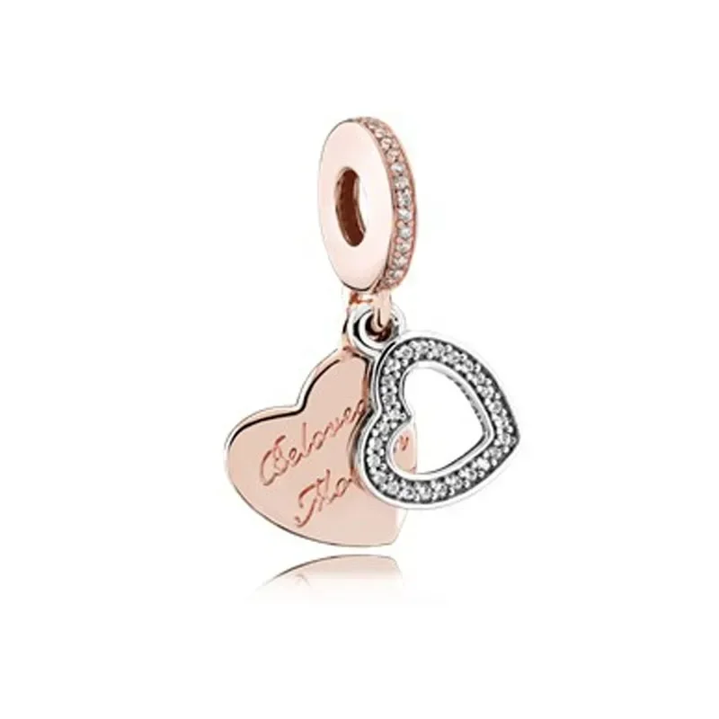 Abalorios de plata de ley 925 para pulsera Pandora, accesorio Original de oro rosa, estrella, Animal, hoja, bloqueo, corazón, regalo de joyería para mujer