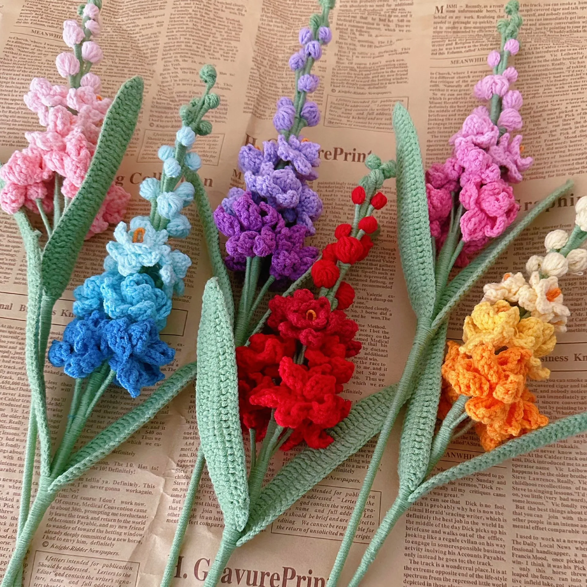 Wind hyacinth finished products, pure handmade woven flower bouquets, home decorations, crochet simulation, big swallow yarn, kn