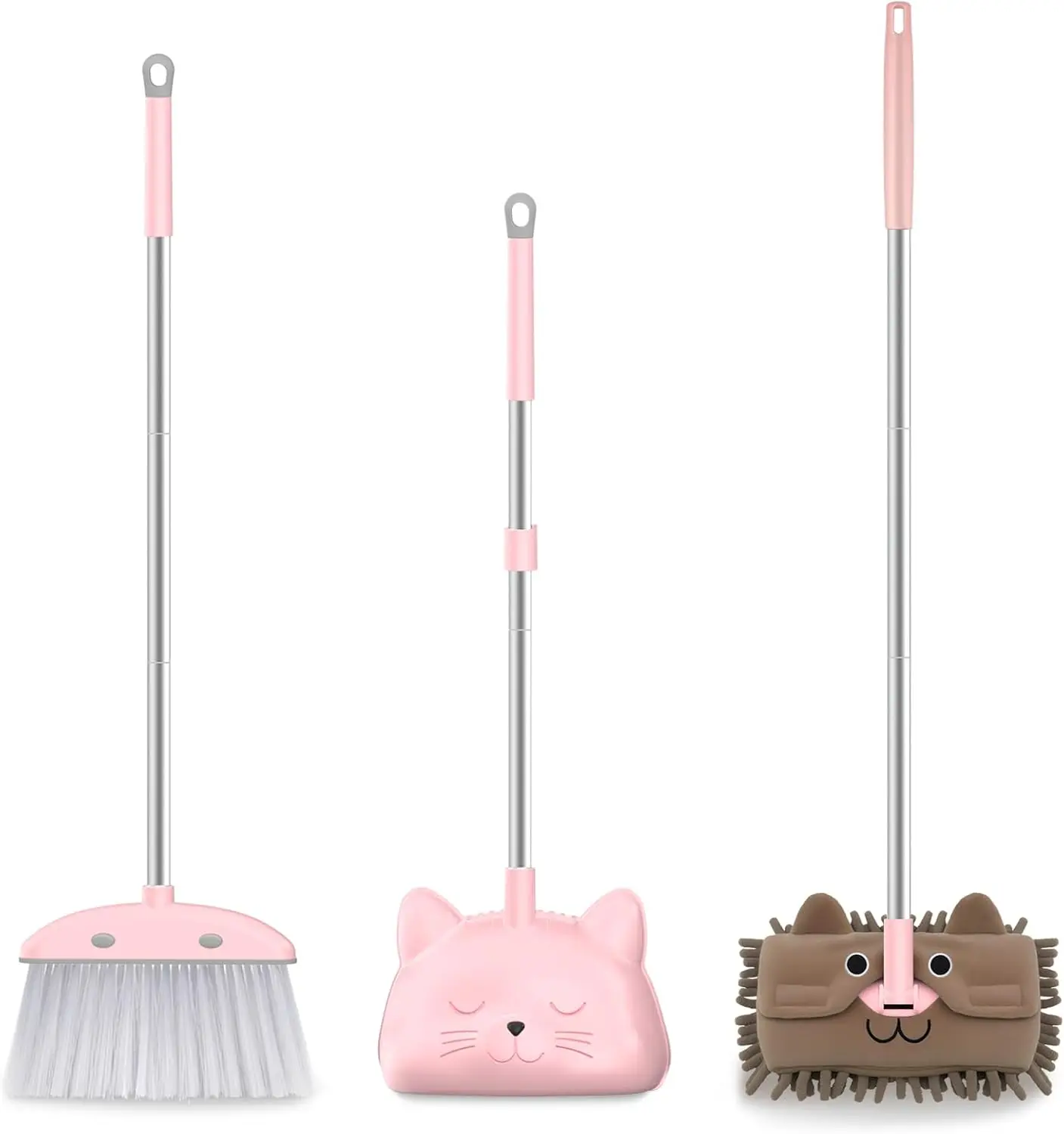 

Детский набор для уборки в форме кошки: метла и совок, мини-инструменты для малышей, розовый