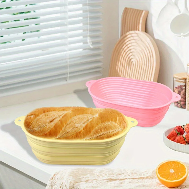 

1pc Silicone Oval Bread Fermentation Basket – Foldable Non-Stick Baking Mold for Bread, Cake, and Kitchen Gadgets – Ideal fo