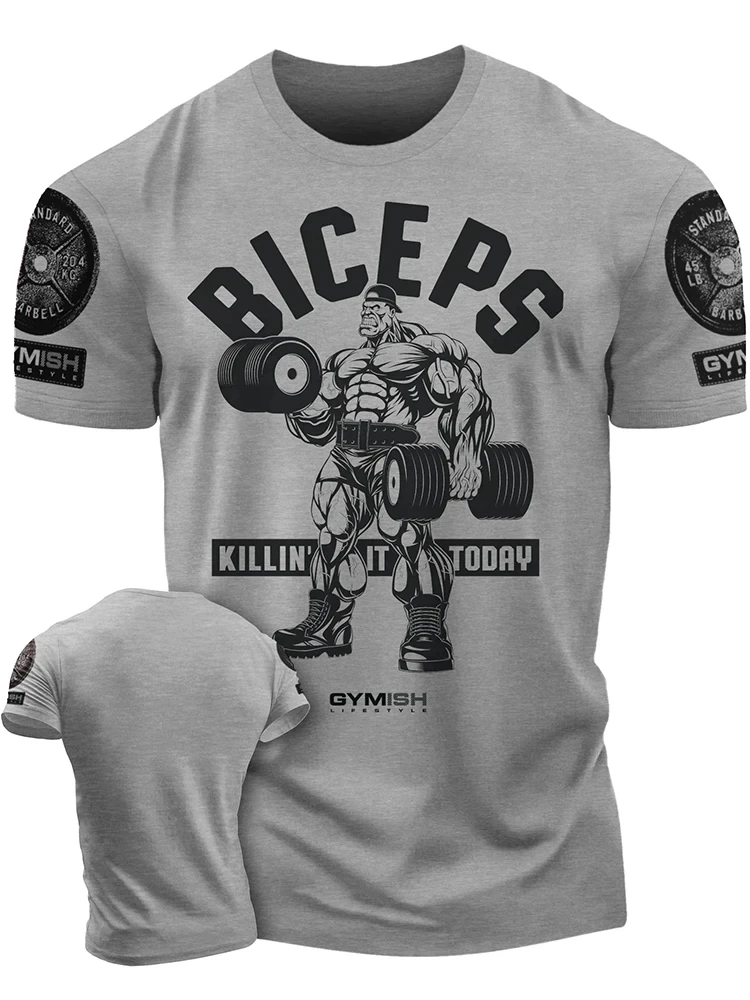 Estate nuovo modello divertente t-shirt da allenamento stampata in 3D t-shirt da palestra semplicità da uomo maniche corte Muscle Man Tough Guy t-shirt