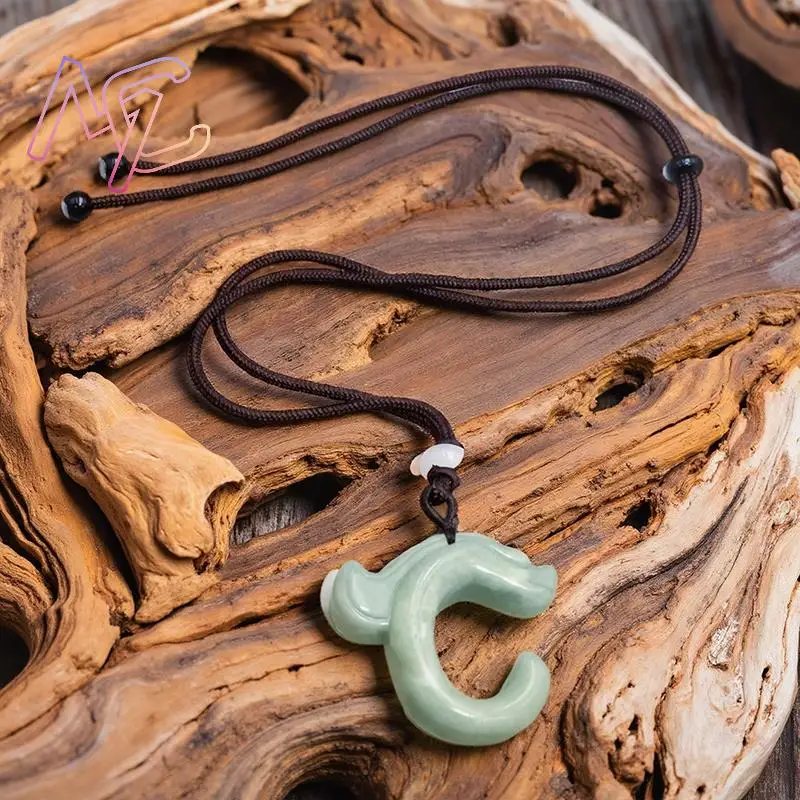 Natural Real Jade Dragon Pendant Necklace Talismans Carved Jewelry Gemstones Charm Amulet Luxury Accessories Designer Stone - view 5