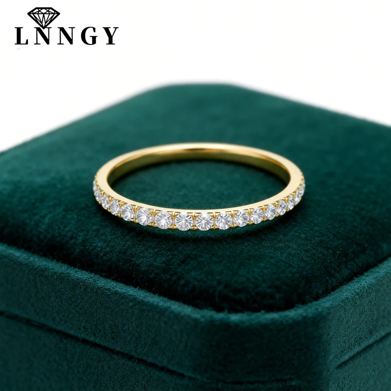 

Lnngy Certified 2MM Moissanite Half Eternity Ring 14K Gold Filled Stackable Engagement Rings For Women Wedding Band Jewelry Gift