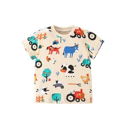 Jumping Meters 2-7T Kids T Shirts With Animals Short Sleeve Summer Baby Clothes Fashion Baby Shirts Tops Kids Wear